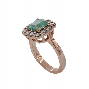 Colombian Emerald-Champagne Diamond Ring