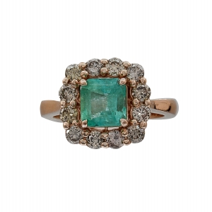 Colombian Emerald-Champagne Diamond Ring
