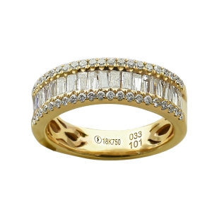 Channel Baguette Meddle Row Wedding Band   