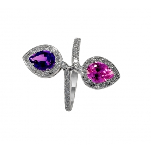Pink Sapphire- Amethyst Ring