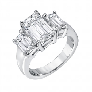 3-Stone Emerald Cut Engagement Ring