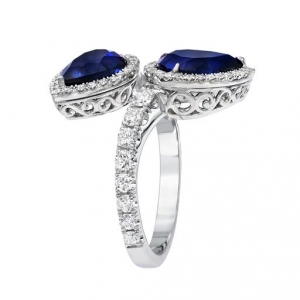Two Pear Blue Sapphire Ring