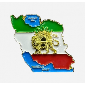 IRAN Map Flag Enamel Lion & Sun (شیروخورشید)