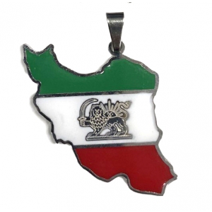 IRAN Map Flag Enamel Lion & Sun (شیروخورشید) Necklace With Chain