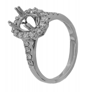 Single Halo Shared Prong Oval Ring 1.5 Ct