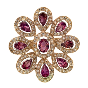 Pink Sapphire Sunflower Rose gold Ring 