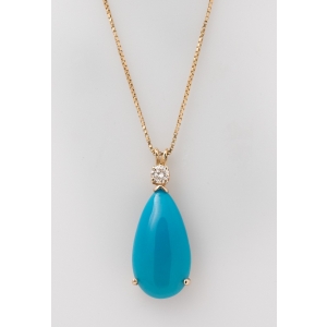 Pearl Shape Turquoise Pendent with Chain 